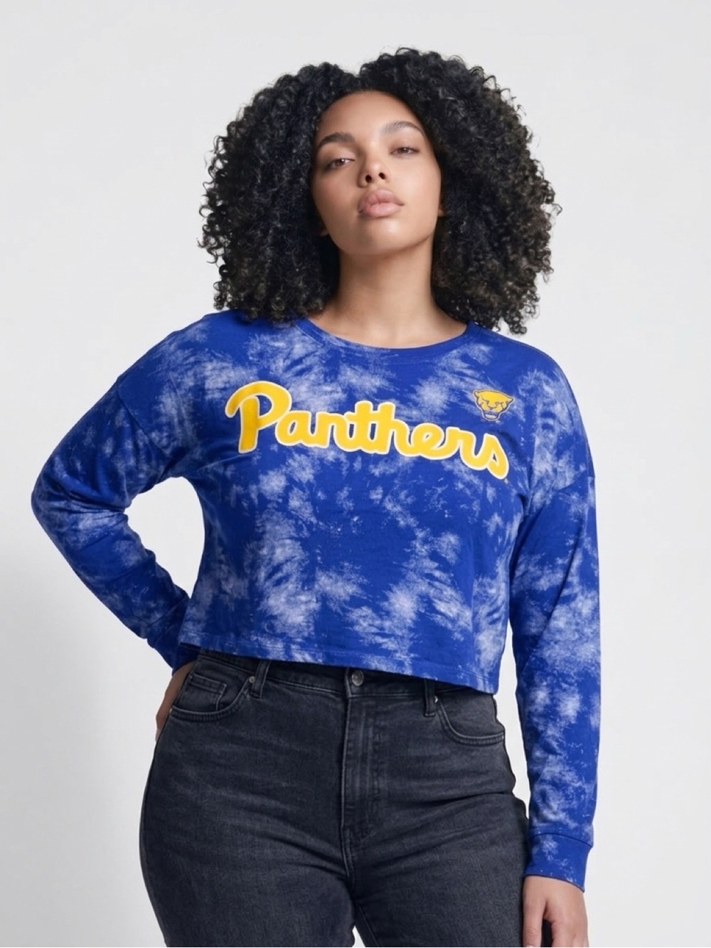 Pittsburgh Panthers Tie-Dye Cropped Long Sleeve Shirt NWT